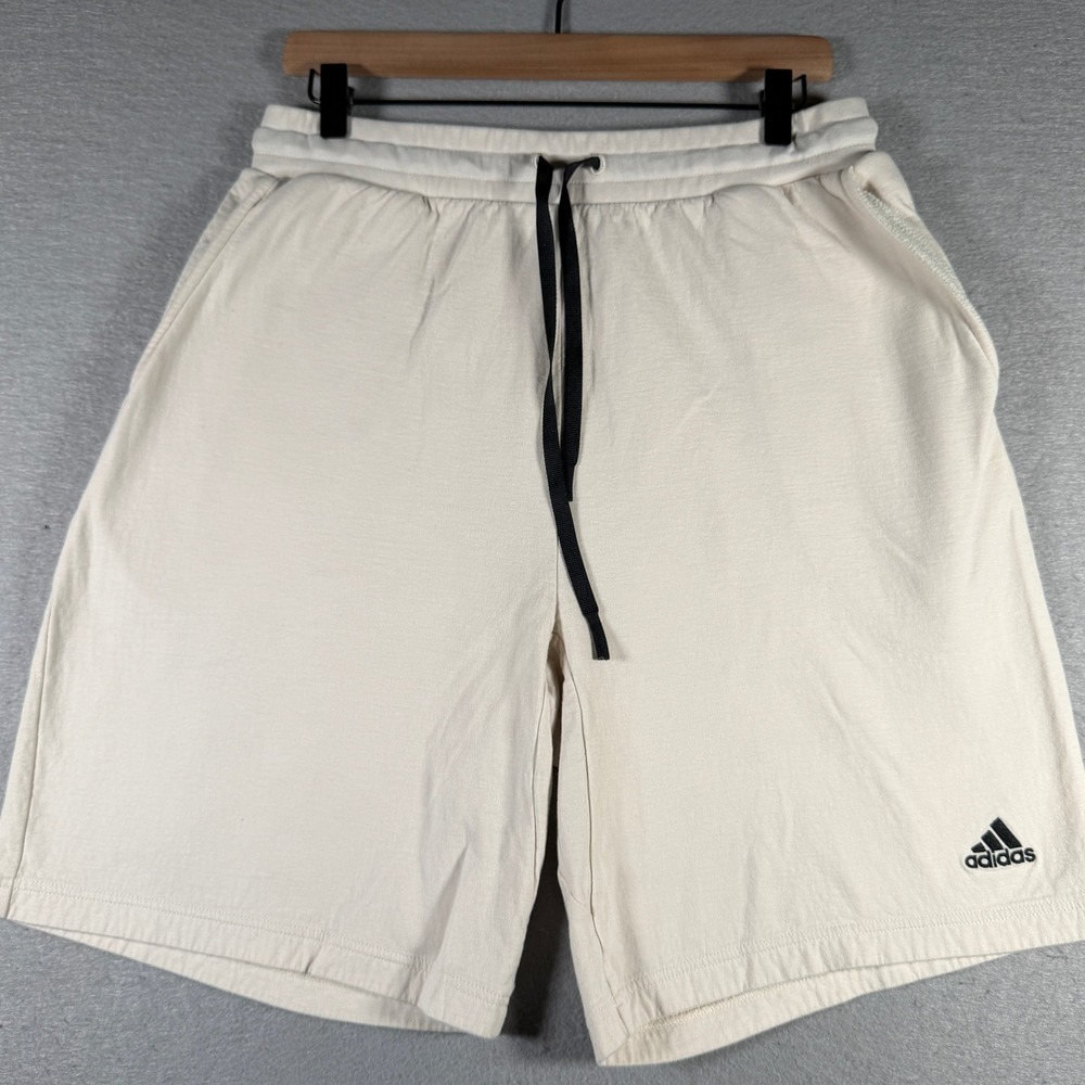 Adidas Mens French Terry Shorts Cream Off-White HB6588 Large L 30W 9 Inseam